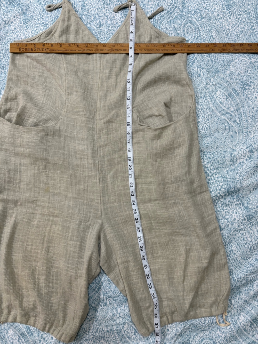 Free People Cream Linen-Texture Drawstring Hem Jumpsuit - Picture 11 of 16